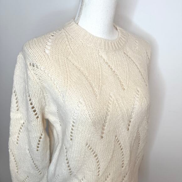 Everlane The Pointelle Merino Wool Alpaca Sweater In Cloud In Bone Size XS New - Picture 8 of 13